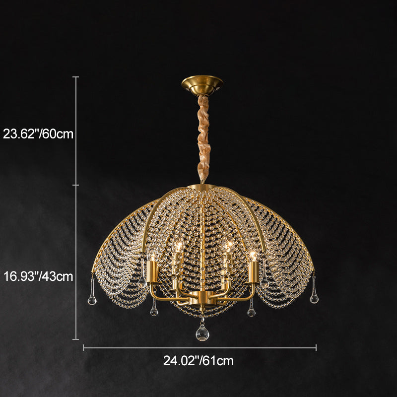 Modern Luxury Mushroom Copper Crystal 3/5/6 - Light Chandelier For Living Room