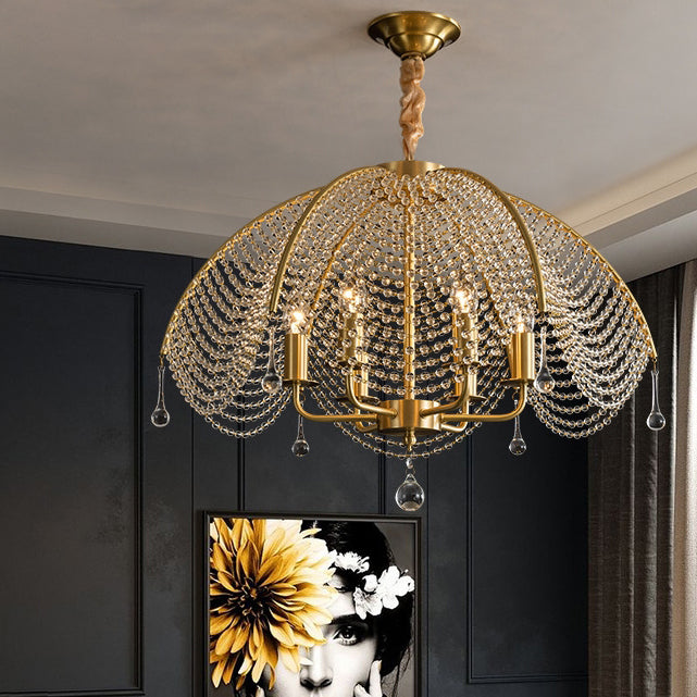 Modern Luxury Mushroom Copper Crystal 3/5/6 - Light Chandelier For Living Room