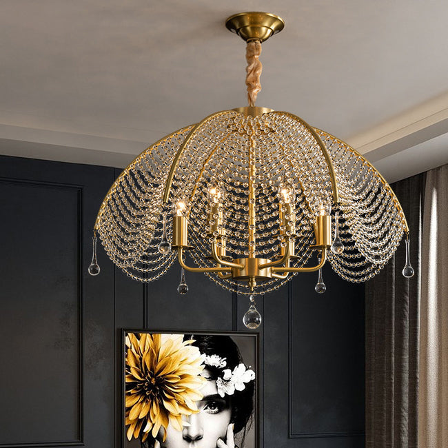 Modern Luxury Mushroom Copper Crystal 3/5/6 - Light Chandelier For Living Room