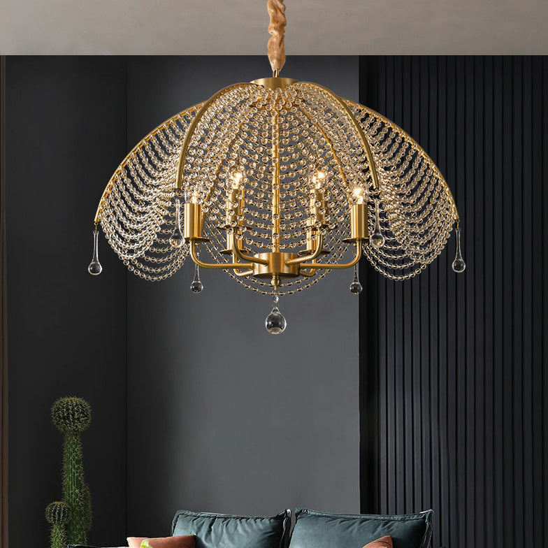 Modern Luxury Mushroom Copper Crystal 3/5/6 - Light Chandelier For Living Room