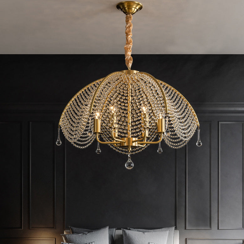 Modern Luxury Mushroom Copper Crystal 3/5/6 - Light Chandelier For Living Room