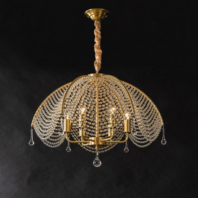 Modern Luxury Mushroom Copper Crystal 3/5/6 - Light Chandelier For Living Room