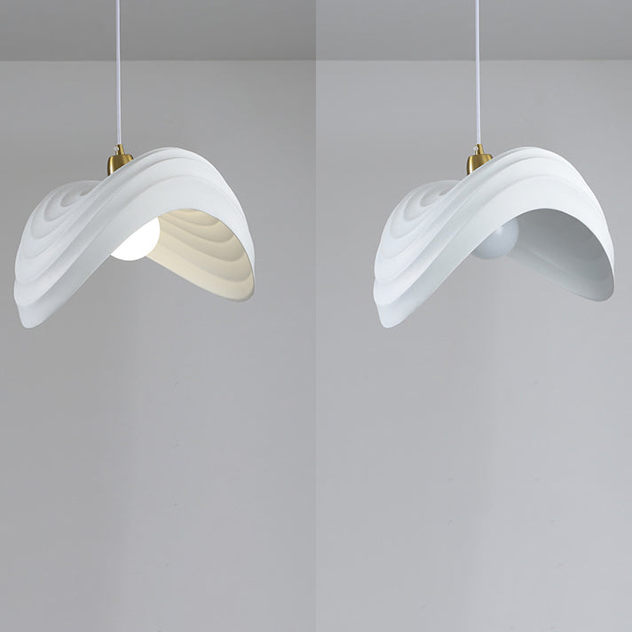 Contemporain nordique forme irrégulière ondulée résine matériel 1 - Suspension lumineuse pour salle à manger 