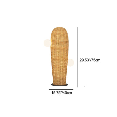 Contemporary Creative Cactus Waterproof Rubber Rattan Stainless Steel 2 - Light Standing Floor Lamp For Outdoor Patio