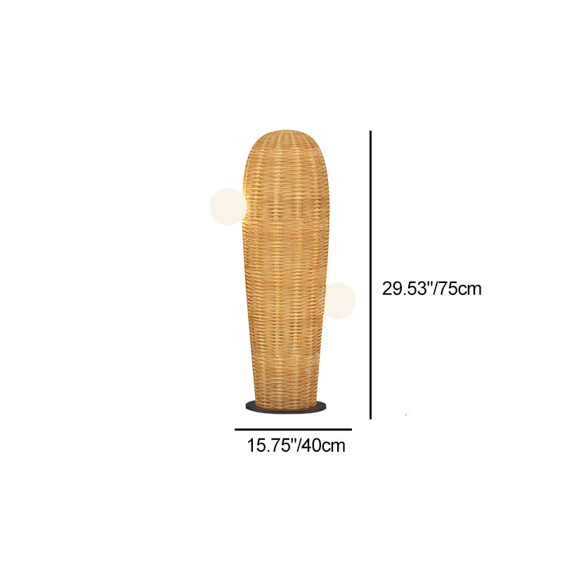 Contemporary Creative Cactus Waterproof Rubber Rattan Stainless Steel 2 - Light Standing Floor Lamp For Outdoor Patio
