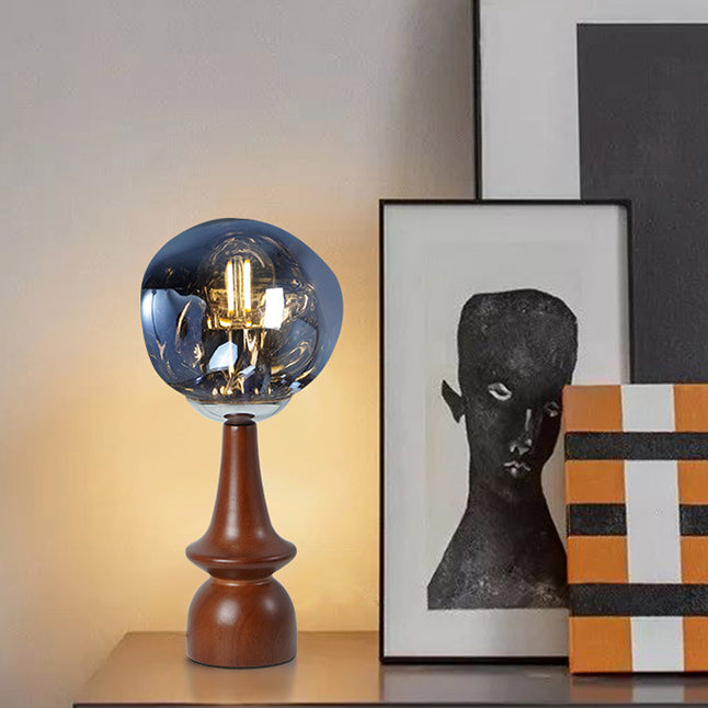 Lampe de table contemporaine scandinave en bois massif acrylique à lumière irrégulière ronde pour salon 