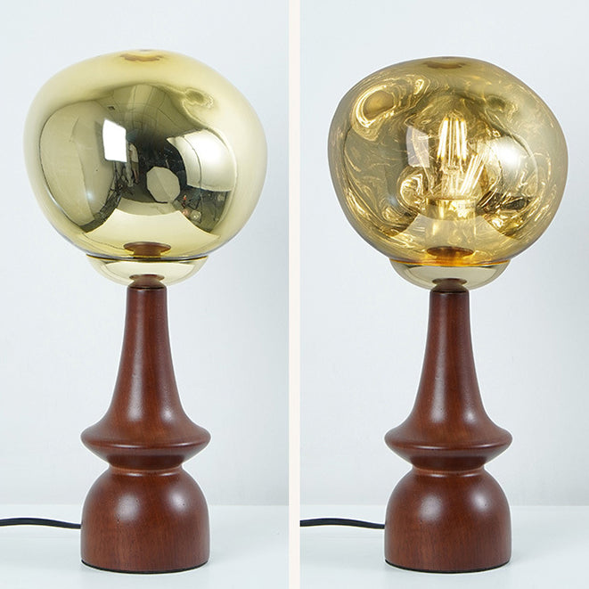 Lampe de table contemporaine scandinave en bois massif acrylique à lumière irrégulière ronde pour salon 