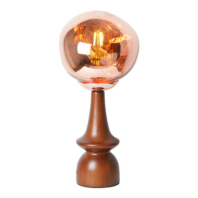 Lámpara de mesa contemporánea escandinava de lava redonda irregular de madera maciza acrílica de 1 luz para sala de estar 