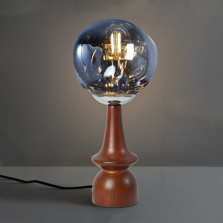 Lampe de table contemporaine scandinave en bois massif acrylique à lumière irrégulière ronde pour salon 