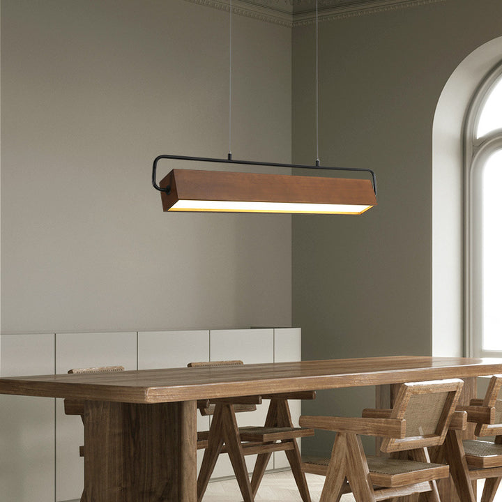 Lámpara colgante LED de madera maciza cúbica tradicional china acrílica de hierro para comedor 