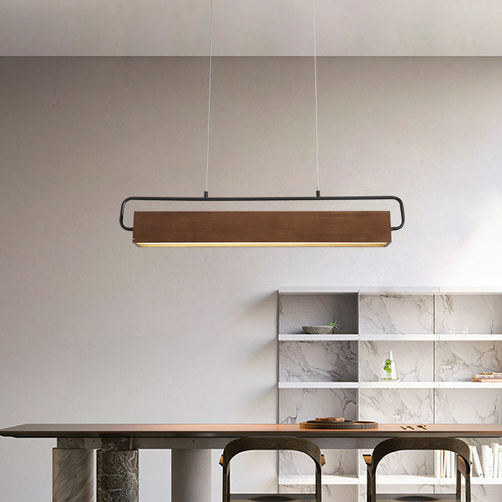 Lámpara colgante LED de madera maciza cúbica tradicional china acrílica de hierro para comedor 