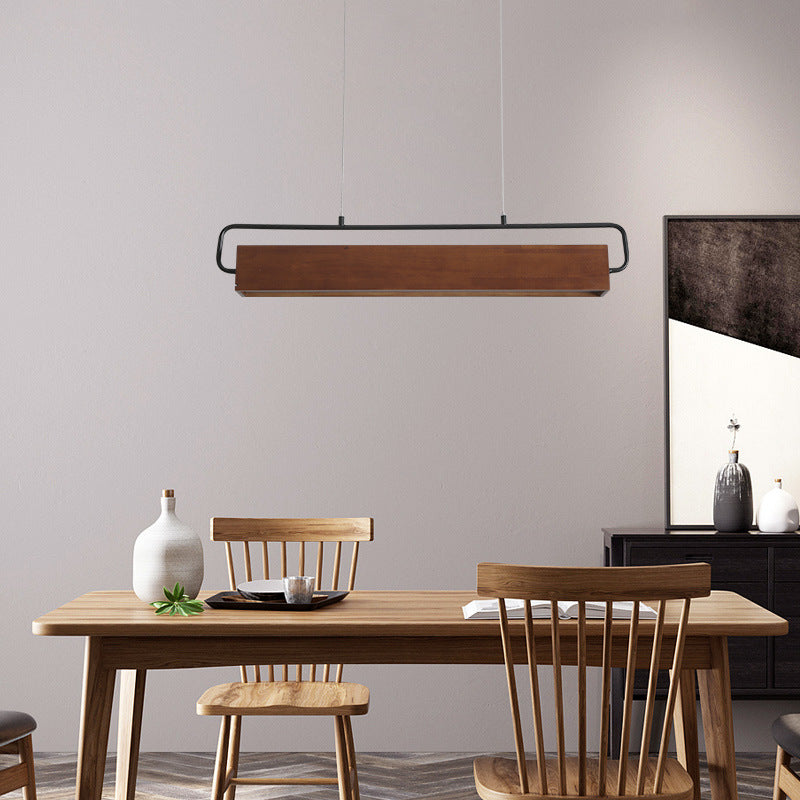 Lámpara colgante LED de madera maciza cúbica tradicional china acrílica de hierro para comedor 