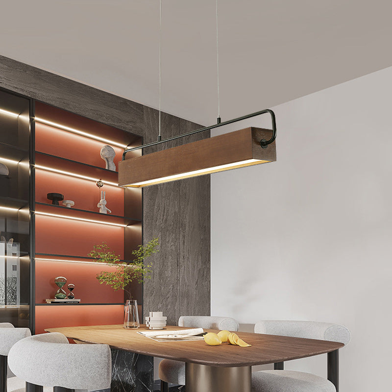 Lámpara colgante LED de madera maciza cúbica tradicional china acrílica de hierro para comedor 