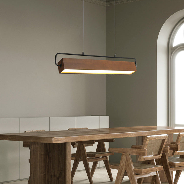 Lámpara colgante LED de madera maciza cúbica tradicional china acrílica de hierro para comedor 