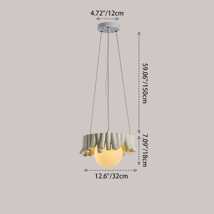 Contemporary Scandinavian Orb Irregular Edges Resin Fiberglass Iron 1 - Light Pendant Light For Dining Room