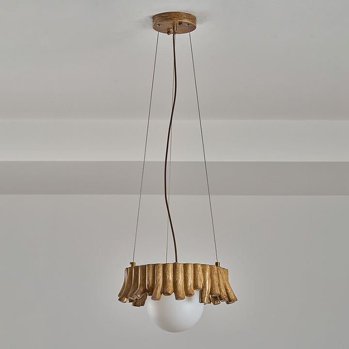 Contemporary Scandinavian Orb Irregular Edges Resin Fiberglass Iron 1 - Light Pendant Light For Dining Room