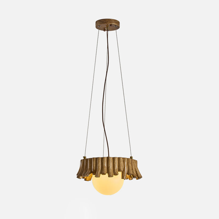 Contemporary Scandinavian Orb Irregular Edges Resin Fiberglass Iron 1 - Light Pendant Light For Dining Room