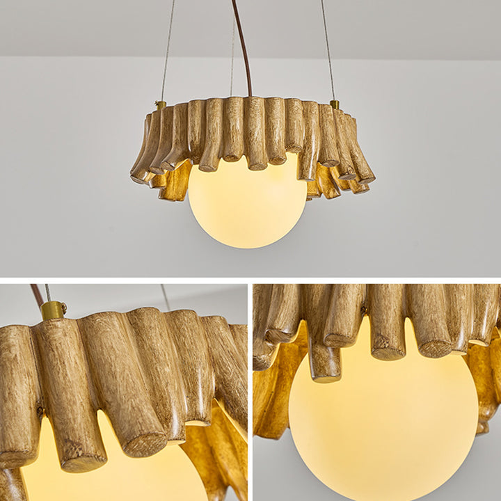 Contemporary Scandinavian Orb Irregular Edges Resin Fiberglass Iron 1 - Light Pendant Light For Dining Room