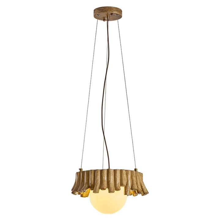 Contemporary Scandinavian Orb Irregular Edges Resin Fiberglass Iron 1 - Light Pendant Light For Dining Room