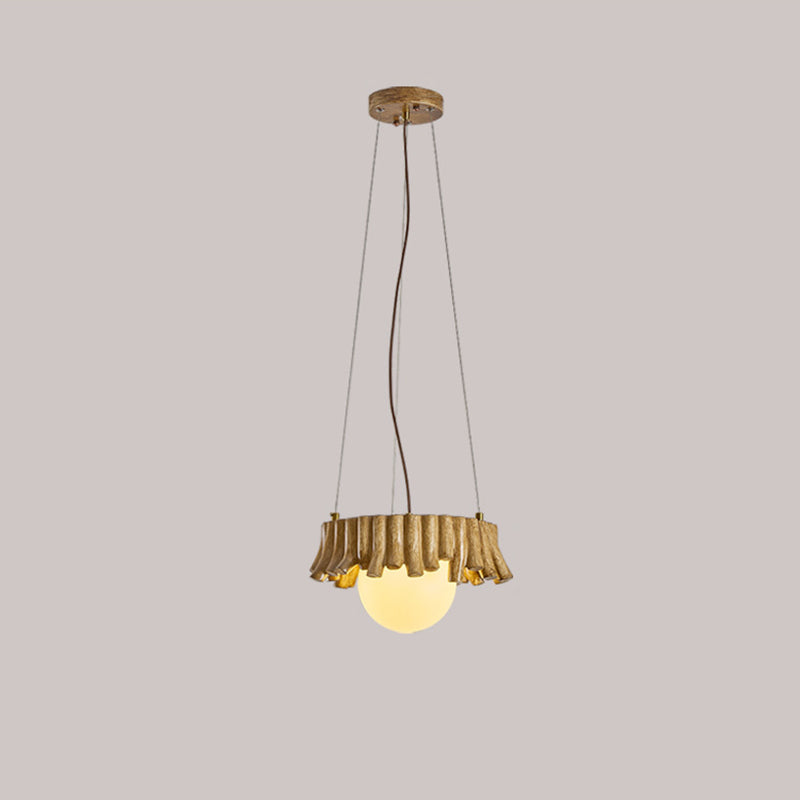 Contemporary Scandinavian Orb Irregular Edges Resin Fiberglass Iron 1 - Light Pendant Light For Dining Room
