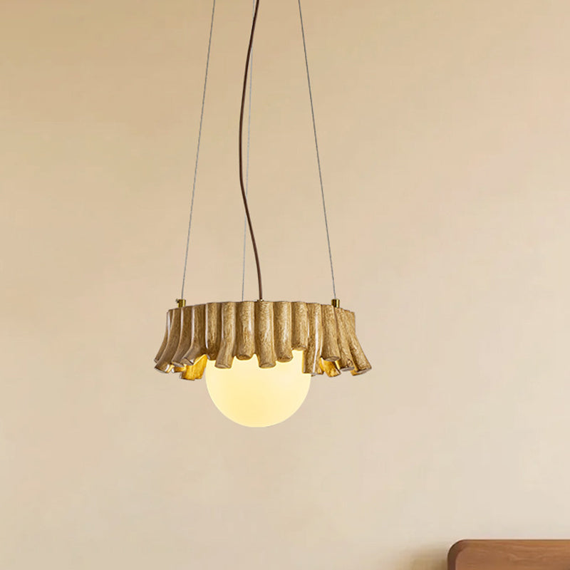 Contemporary Scandinavian Orb Irregular Edges Resin Fiberglass Iron 1 - Light Pendant Light For Dining Room