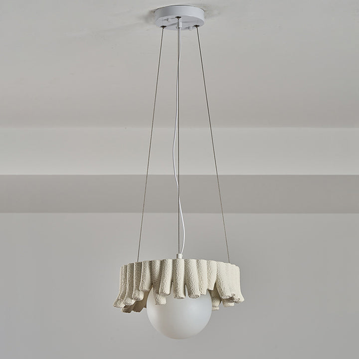 Contemporary Scandinavian Orb Irregular Edges Resin Fiberglass Iron 1 - Light Pendant Light For Dining Room