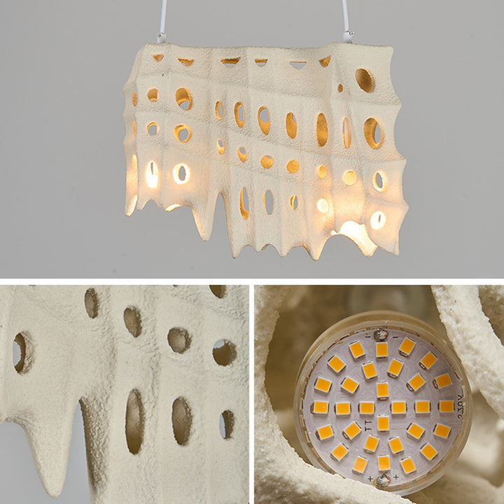 Contemporary Scandinavian Hole Hardware Resin Fiberglass 2 - Light Pendant Light For Dining Room