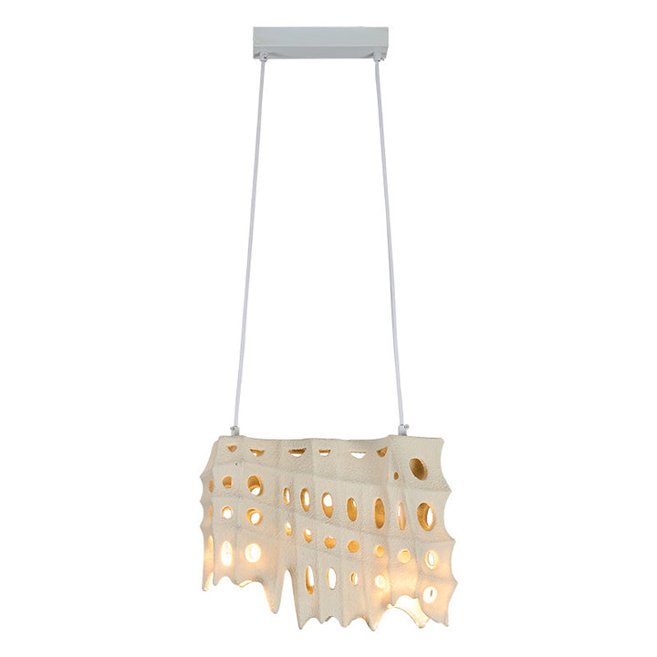 Contemporary Scandinavian Hole Hardware Resin Fiberglass 2 - Light Pendant Light For Dining Room