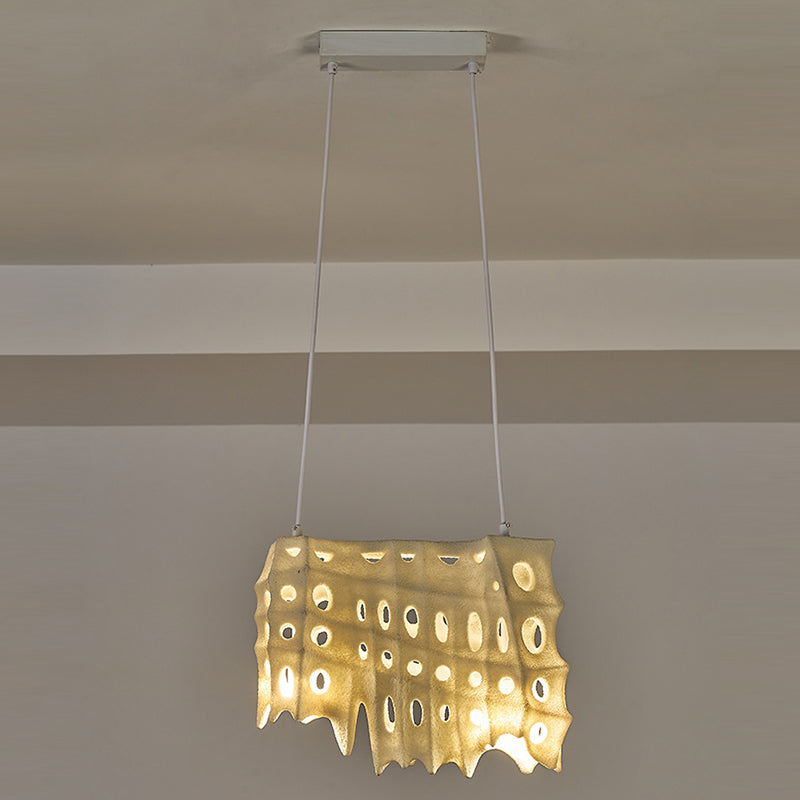 Contemporary Scandinavian Hole Hardware Resin Fiberglass 2 - Light Pendant Light For Dining Room
