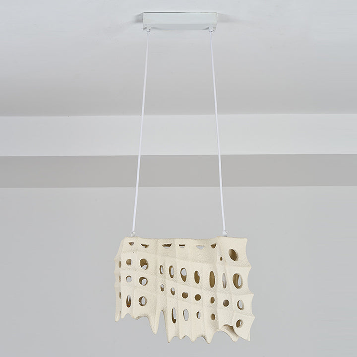 Contemporary Scandinavian Hole Hardware Resin Fiberglass 2 - Light Pendant Light For Dining Room