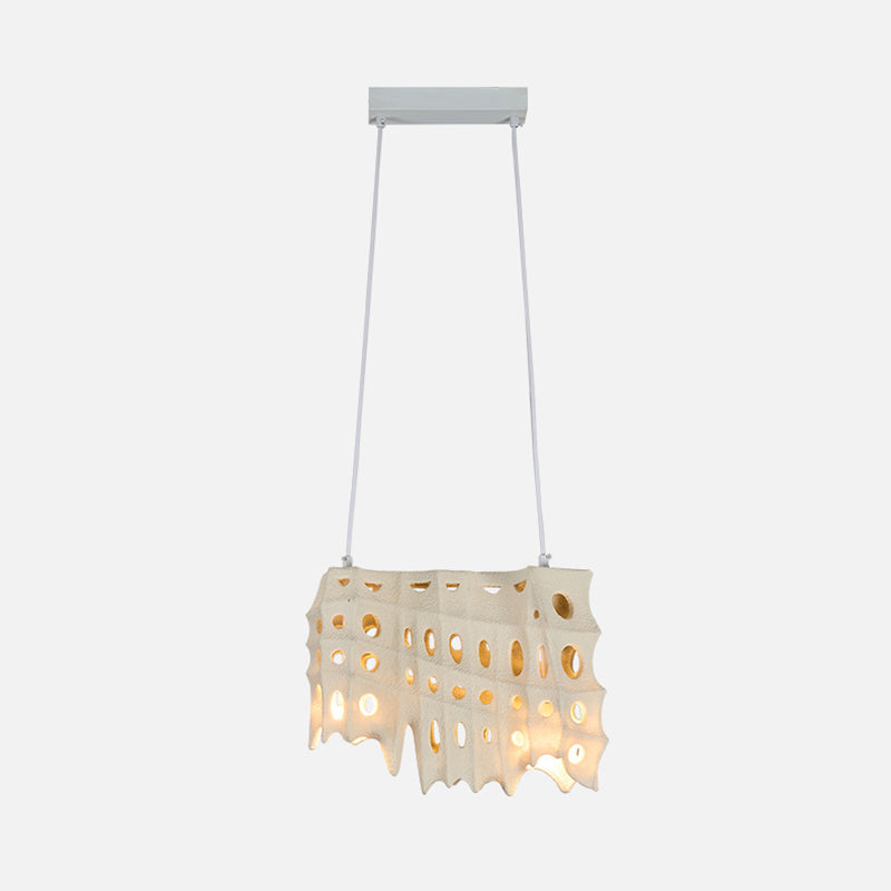 Contemporary Scandinavian Hole Hardware Resin Fiberglass 2 - Light Pendant Light For Dining Room