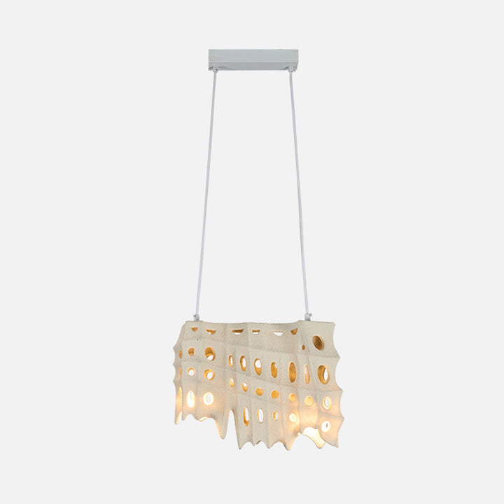 Contemporary Scandinavian Hole Hardware Resin Fiberglass 2 - Light Pendant Light For Dining Room