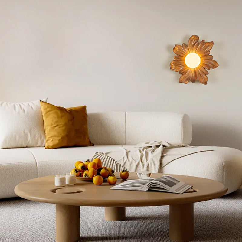 Traditionelle japanische Blumen-Orb-Harz-Roto-Formung 1 - Licht-Wandleuchte für Wohnzimmer 