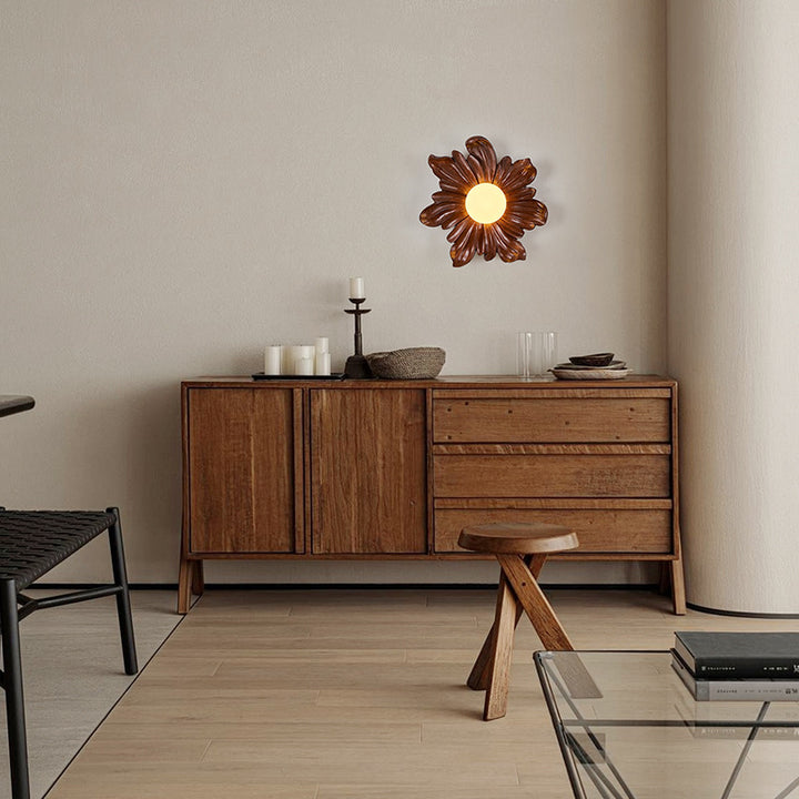 Traditionelle japanische Blumen-Orb-Harz-Roto-Formung 1 - Licht-Wandleuchte für Wohnzimmer 