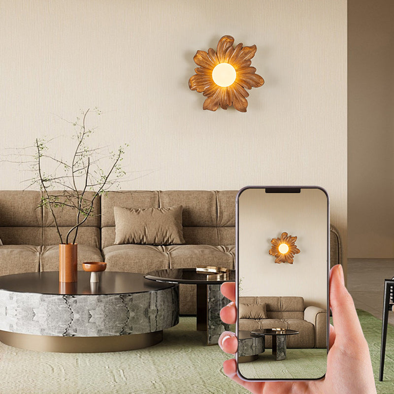 Traditionelle japanische Blumen-Orb-Harz-Roto-Formung 1 - Licht-Wandleuchte für Wohnzimmer 