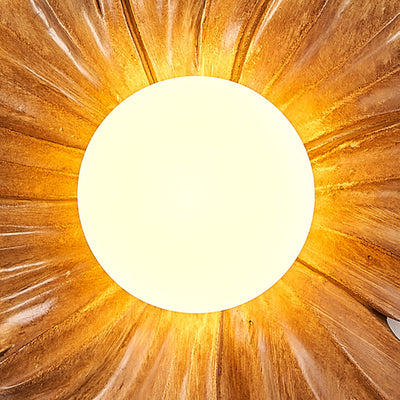 Traditional Japanese Floral Orb Resin Roto-molding 1 - Light Semi-Flush Mount Ceiling Light For Living Room
