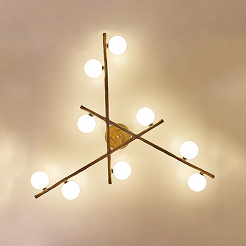 Traditional Japanese Dome Orb Long Branches Resin Roto-molding Hardware 3/6/9/12/15 - Light Semi-Flush Mount Ceiling Light For Living Room