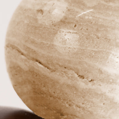 Traditionelle japanische Kuppel Orb Gelber Travertin Massivholz 1 - Licht Pendelleuchte für das Schlafzimmer 