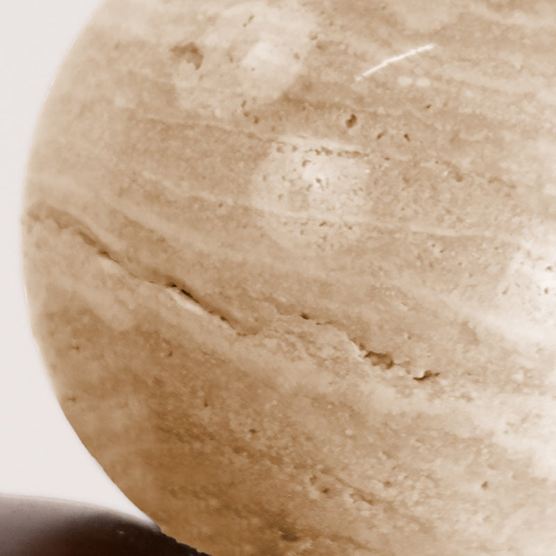 Traditionelle japanische Kuppel Orb Gelber Travertin Massivholz 1 - Licht Pendelleuchte für das Schlafzimmer 