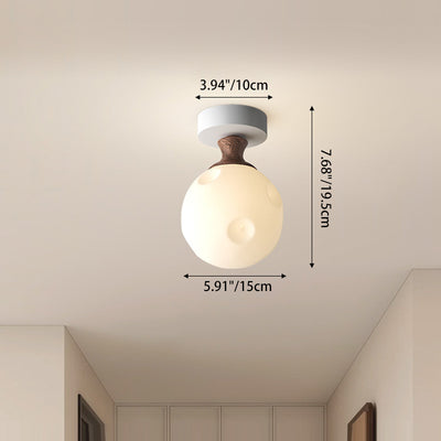 Traditional French Semicircle Pumpkin Glass Fabric Iron 1 - Light Semi-Flush Mount Ceiling Light For Hallways