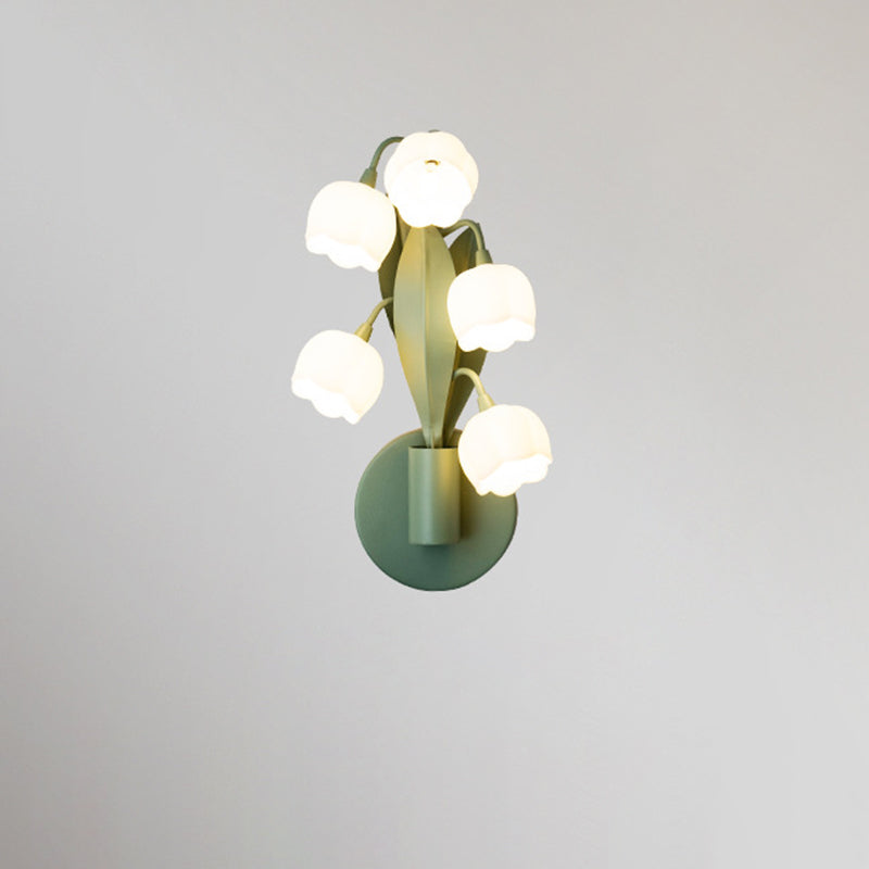 Traditional French Floral Bouquet Iron PC 5 - Light Wall Sconce Lamp For Living Room