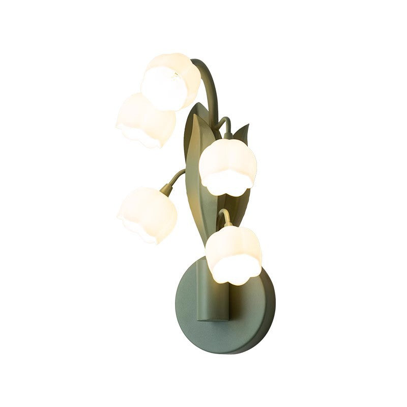 Bouquet floral traditionnel français en fer PC 5 - Applique murale à cinq lumières pour salon 