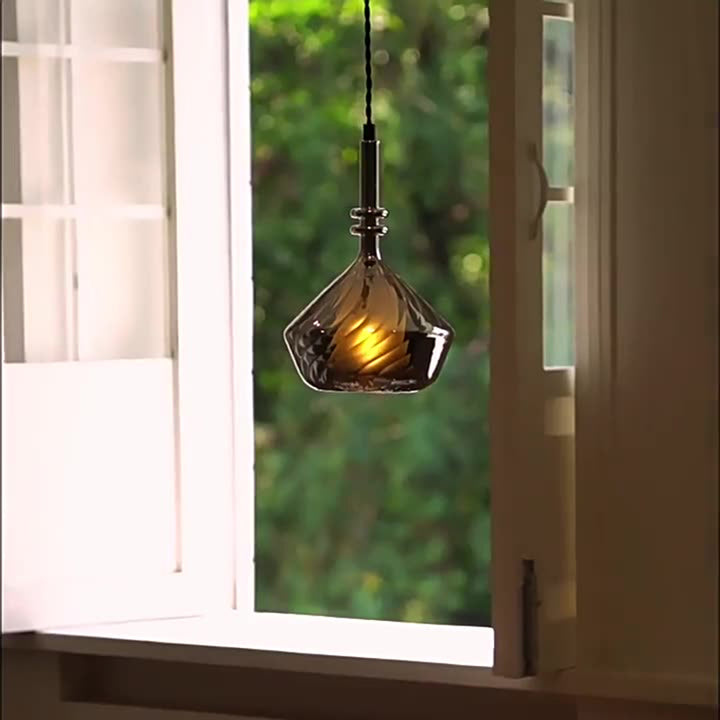 Traditionelle französische Kuppel Diamant Transparente Glas Eisen 1 - Licht Pendelleuchte für Esszimmer 