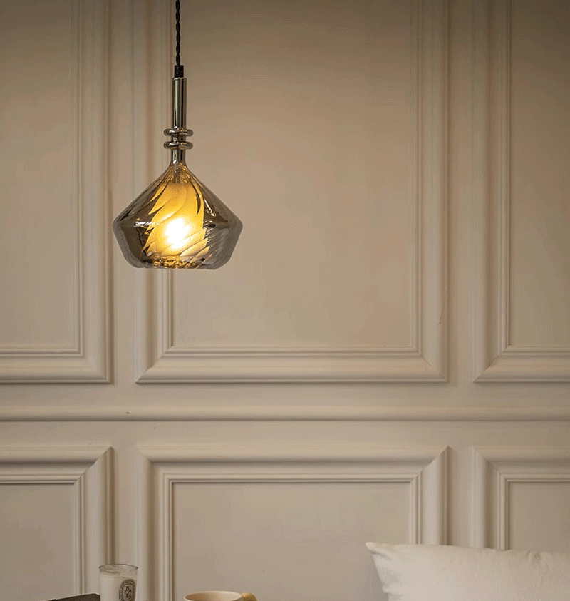 Traditionelle französische Kuppel Diamant Transparente Glas Eisen 1 - Licht Pendelleuchte für Esszimmer 