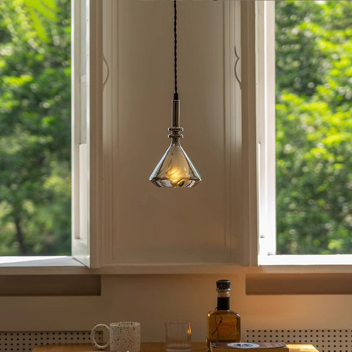 Traditionelle französische Kuppel Diamant Transparente Glas Eisen 1 - Licht Pendelleuchte für Esszimmer 