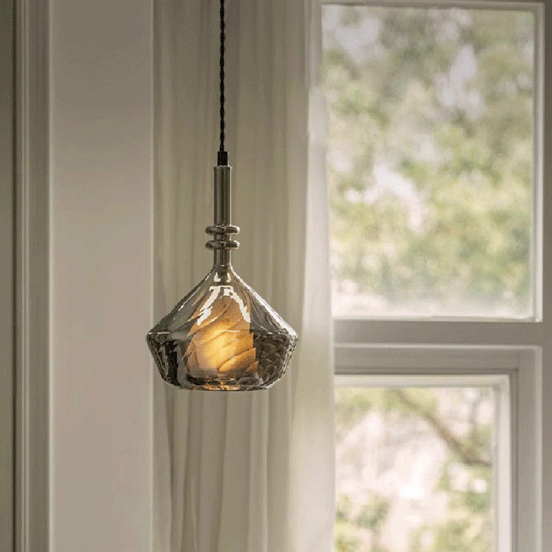 Traditionelle französische Kuppel Diamant Transparente Glas Eisen 1 - Licht Pendelleuchte für Esszimmer 