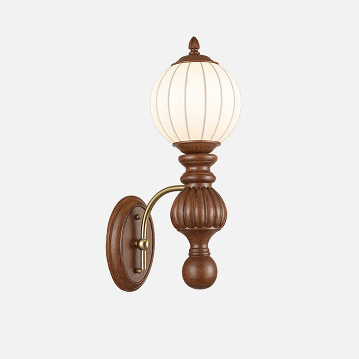 Traditional French Orb Resin Roto-molding Fabric Hardware 1 - Light Wall Sconce Lamp For Living Room