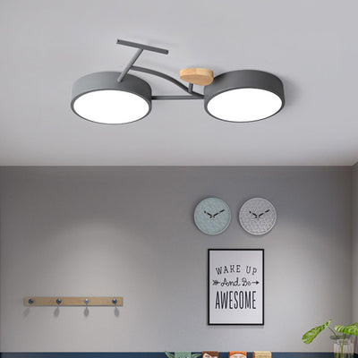 Luz de techo empotrada LED de acrílico y hierro con madera creativa contemporánea para dormitorio 