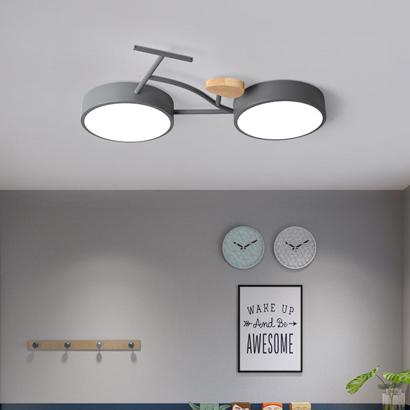 Luz de techo empotrada LED de acrílico y hierro con madera creativa contemporánea para dormitorio 