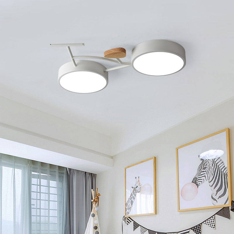 Lumière de plafond LED encastrée contemporaine créative en fer, bois et acrylique pour chambre 
